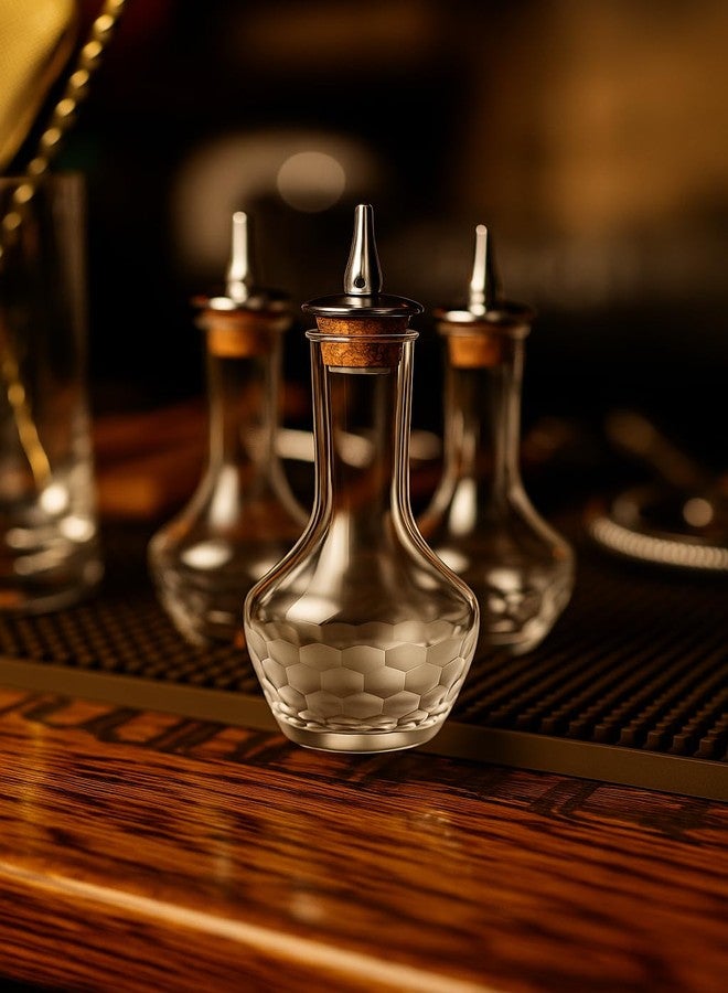 Amehla Cocktail Bitters Bottle - Handblown Bitters Bottle with Honeycomb Hand-Etched Design, 3oz Capacity, Dasher Lid - Perfect for Craft Cocktails & Bartending Essentials (3) - Image 2
